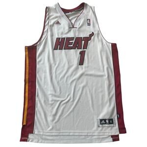 ADIDAS NBA MIAMI HEAT BOSH #1 JERSEY STITCHED WHITE RED SZ XL 2011 BASKETBALL